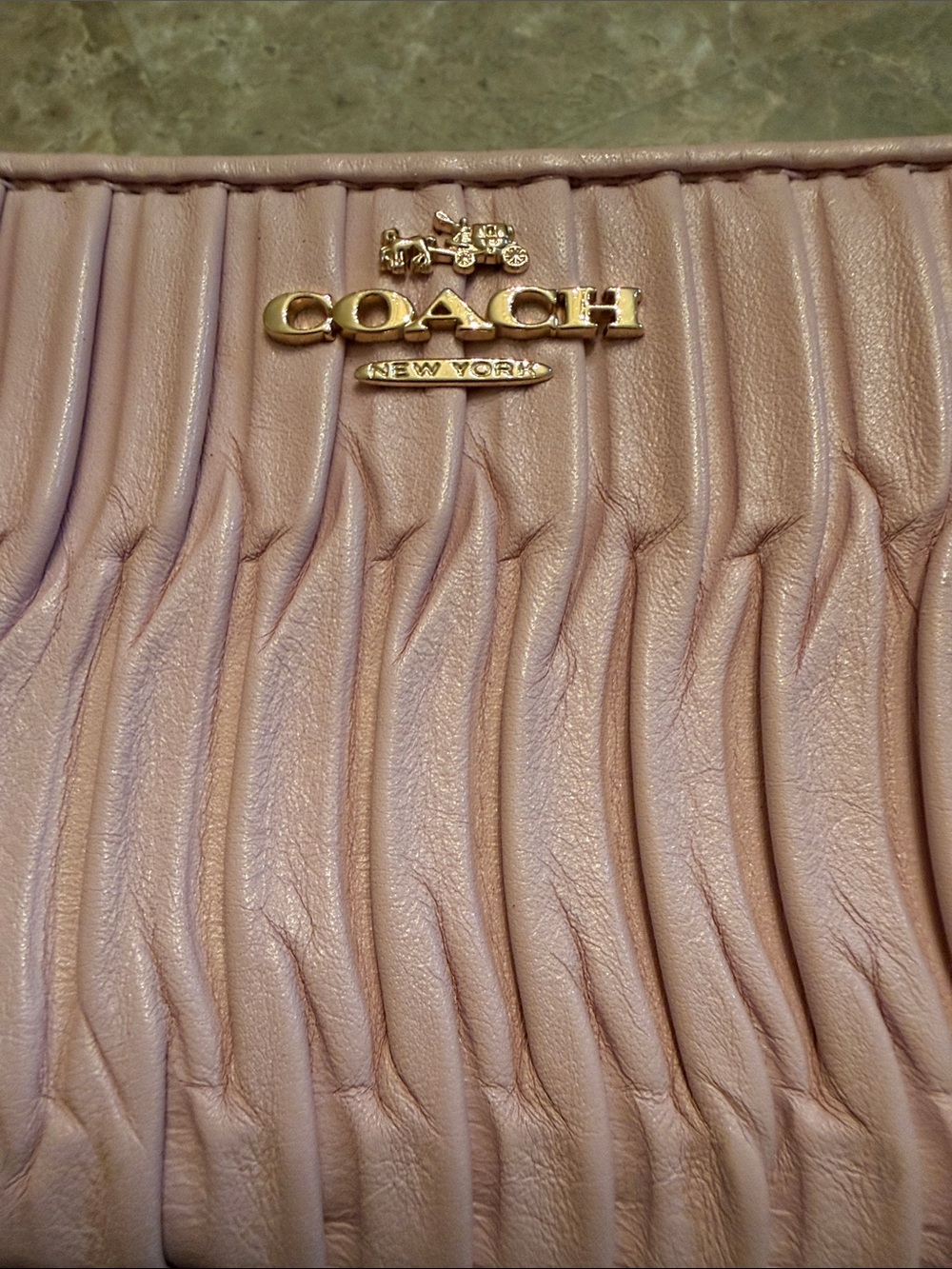 Coach Madison Pink Ruched Leather Zip Around Wallet with Gold Logo EUC - Picture 13 of 16